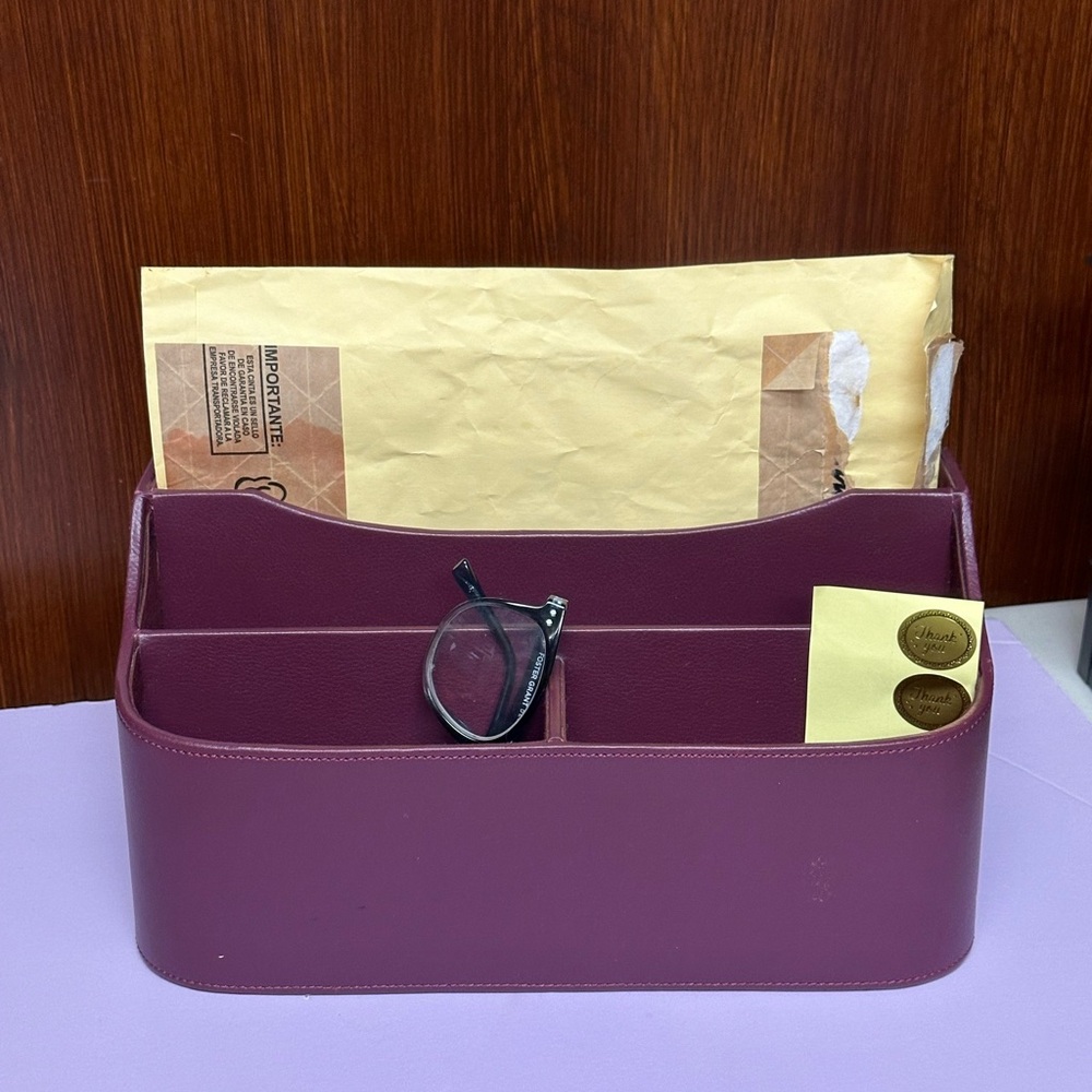 See Jane Work Office Supplies purple faux leather Desktop Organizer